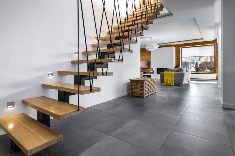Open-Concept Wood Stairs